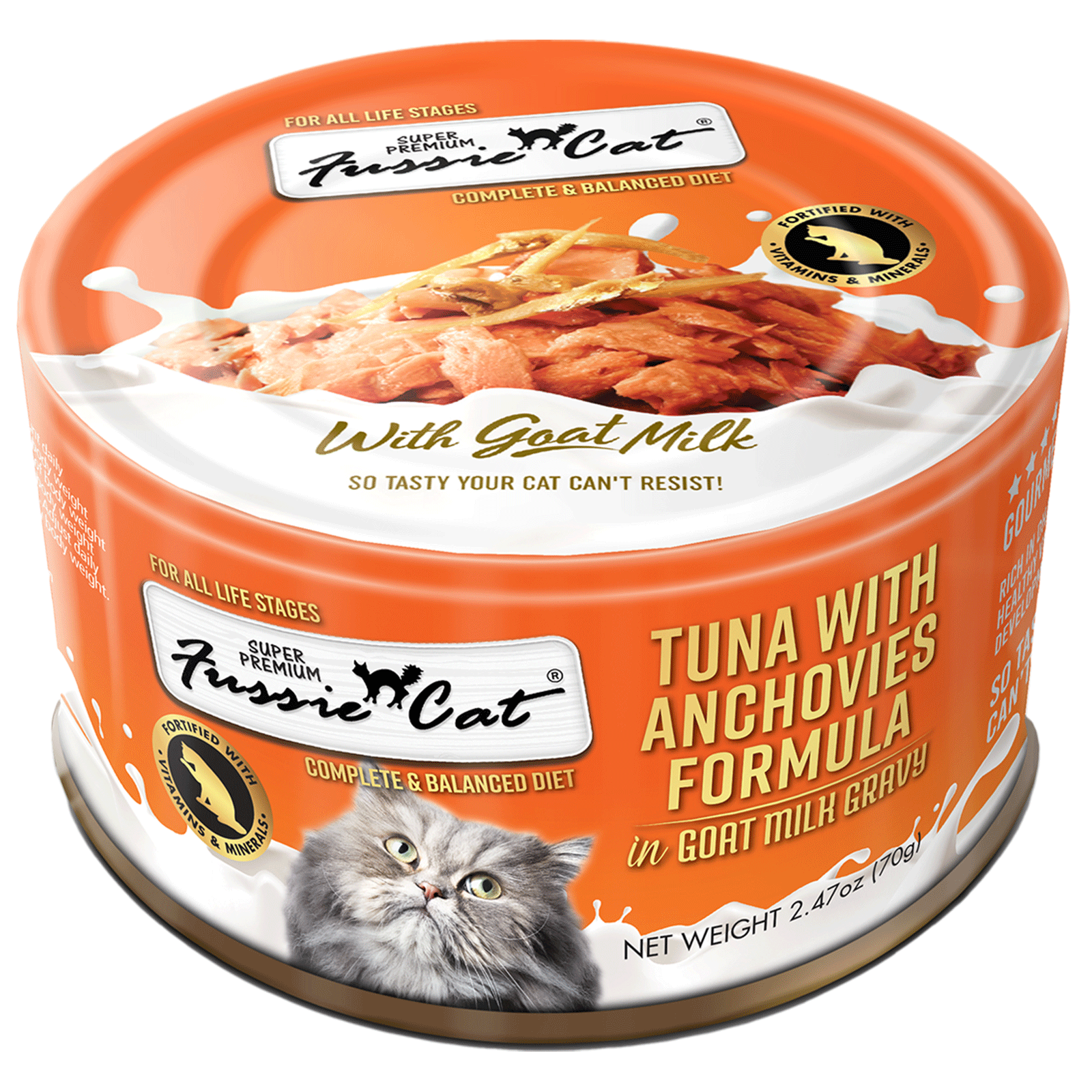 Fussie Cat Premium Canned Cat Food in Goat Milk Gravy, 2.5 oz.