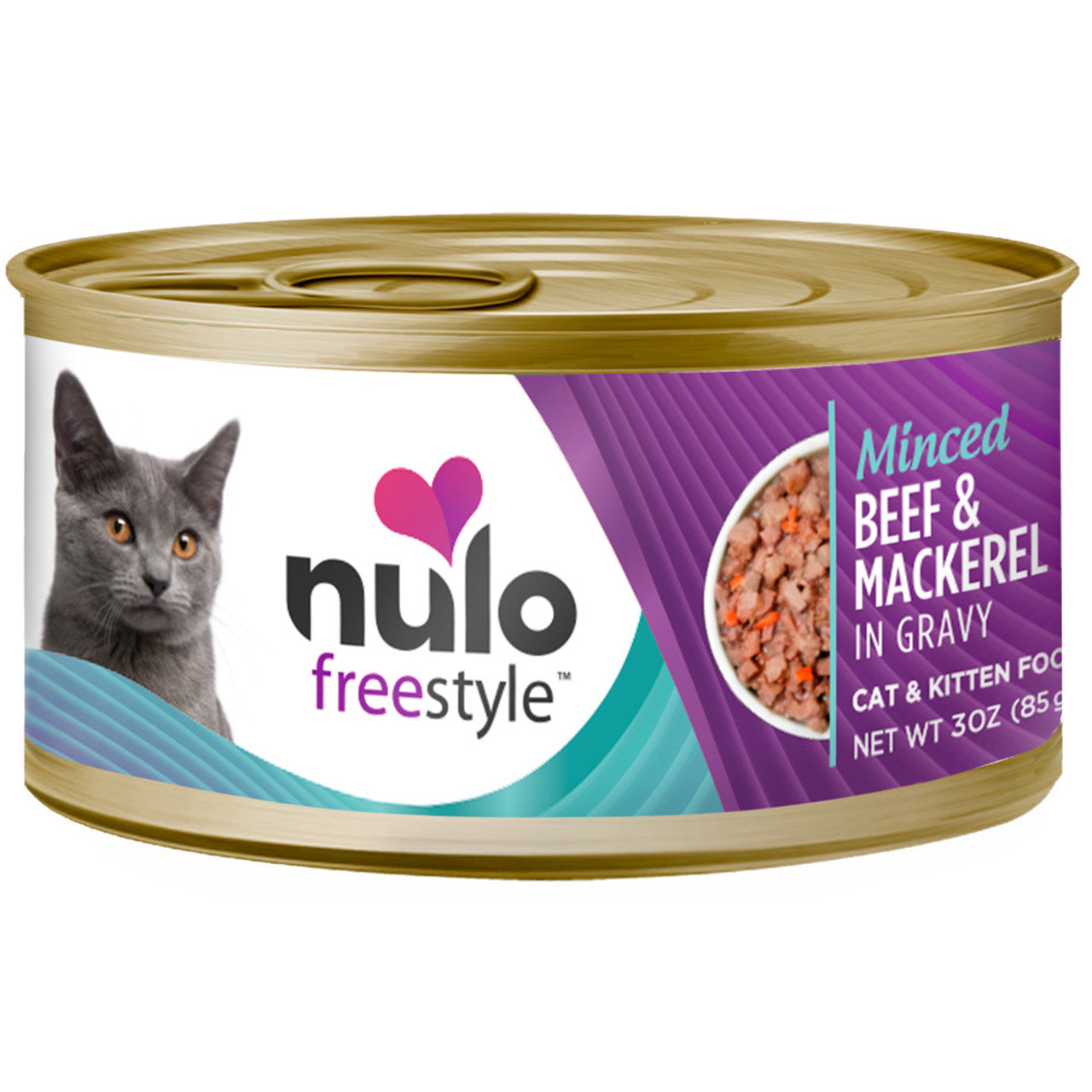 Nulo FreeStyle Minced Beef & Mackerel in Gravy Canned Cat Food, 3 oz.