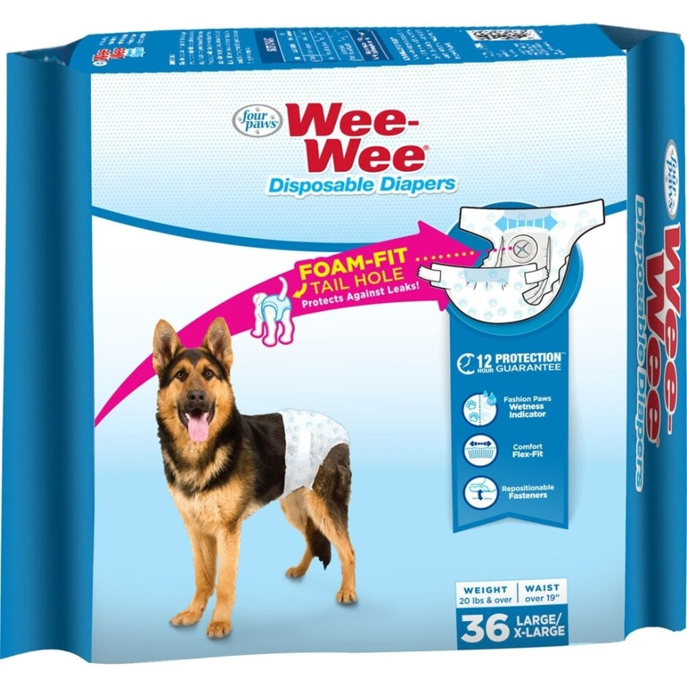 Four Paws Wee-Wee Large/X-Large Disposable Dog Diapers, 36 Count