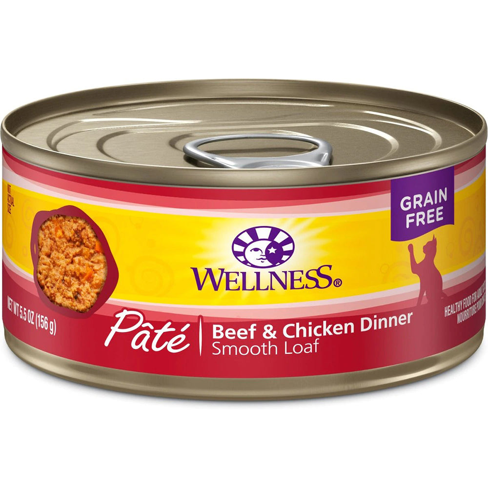 Wellness Beef & Chicken Dinner Pate Wet Cat Food, 5.5 oz.