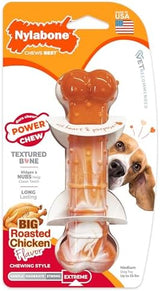 Nylabone Textured Bone Power Chew Roasted Chicken Flavor Dog Toy, Medium