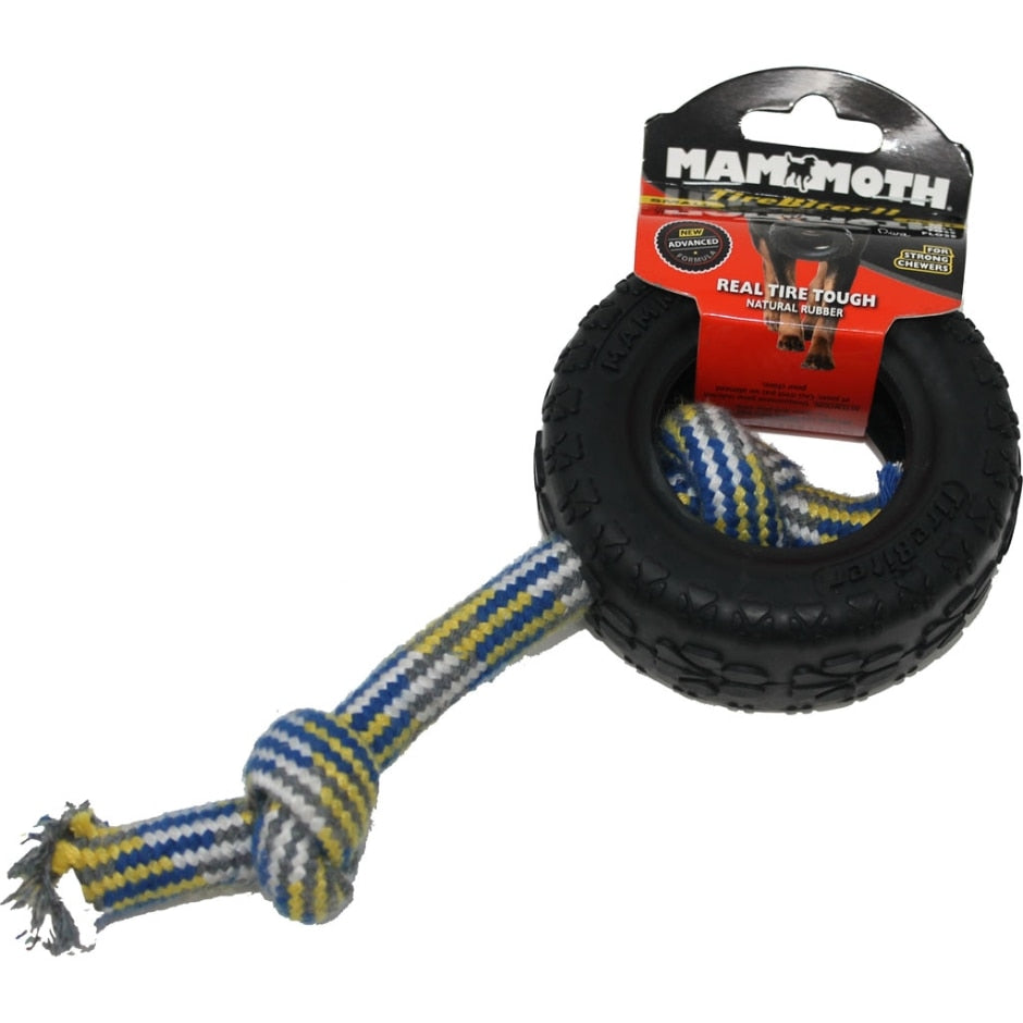Mammoth TireBiter Paw Tracks with Rope Dog Toy, 10 in.
