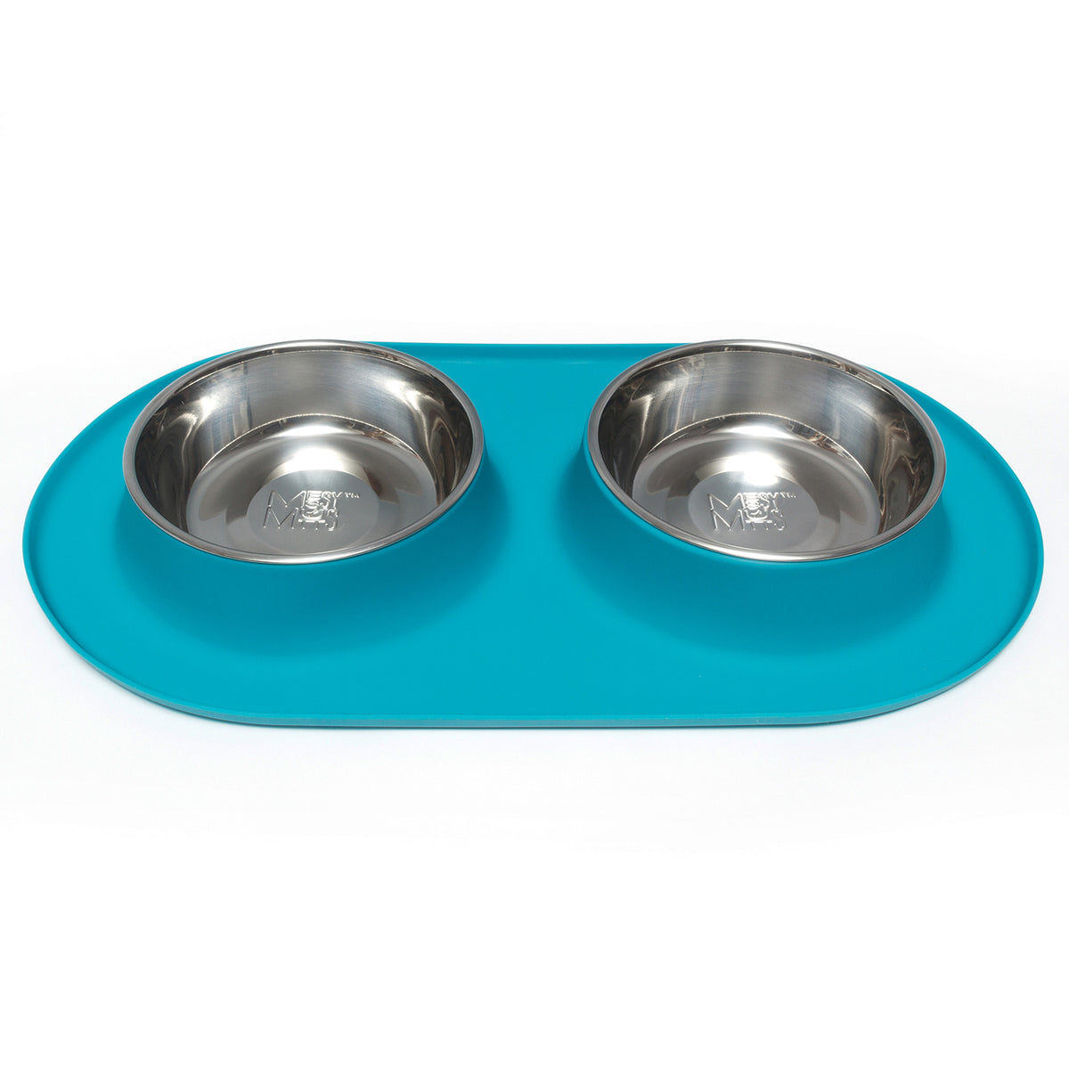 Messy Mutts Double Silicone Feeder with Stainless Steel Bowls, Large (3 Cups)