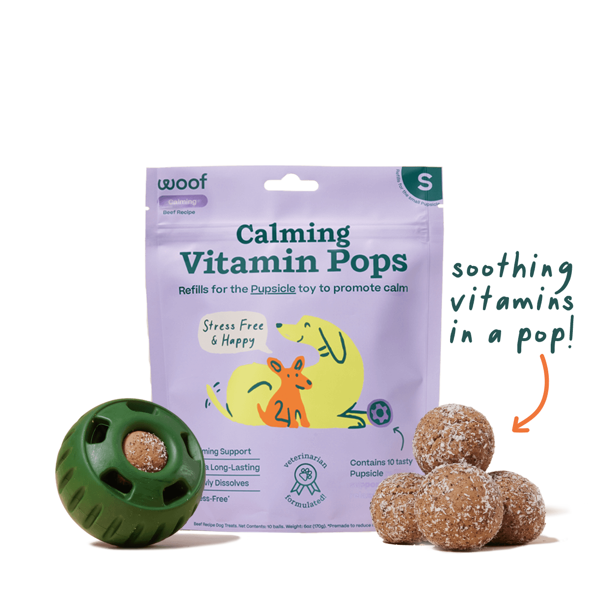Woof Pupsicle Refill Pops Calming Treats - Long-Lasting Refills For The Pupsicle Toy