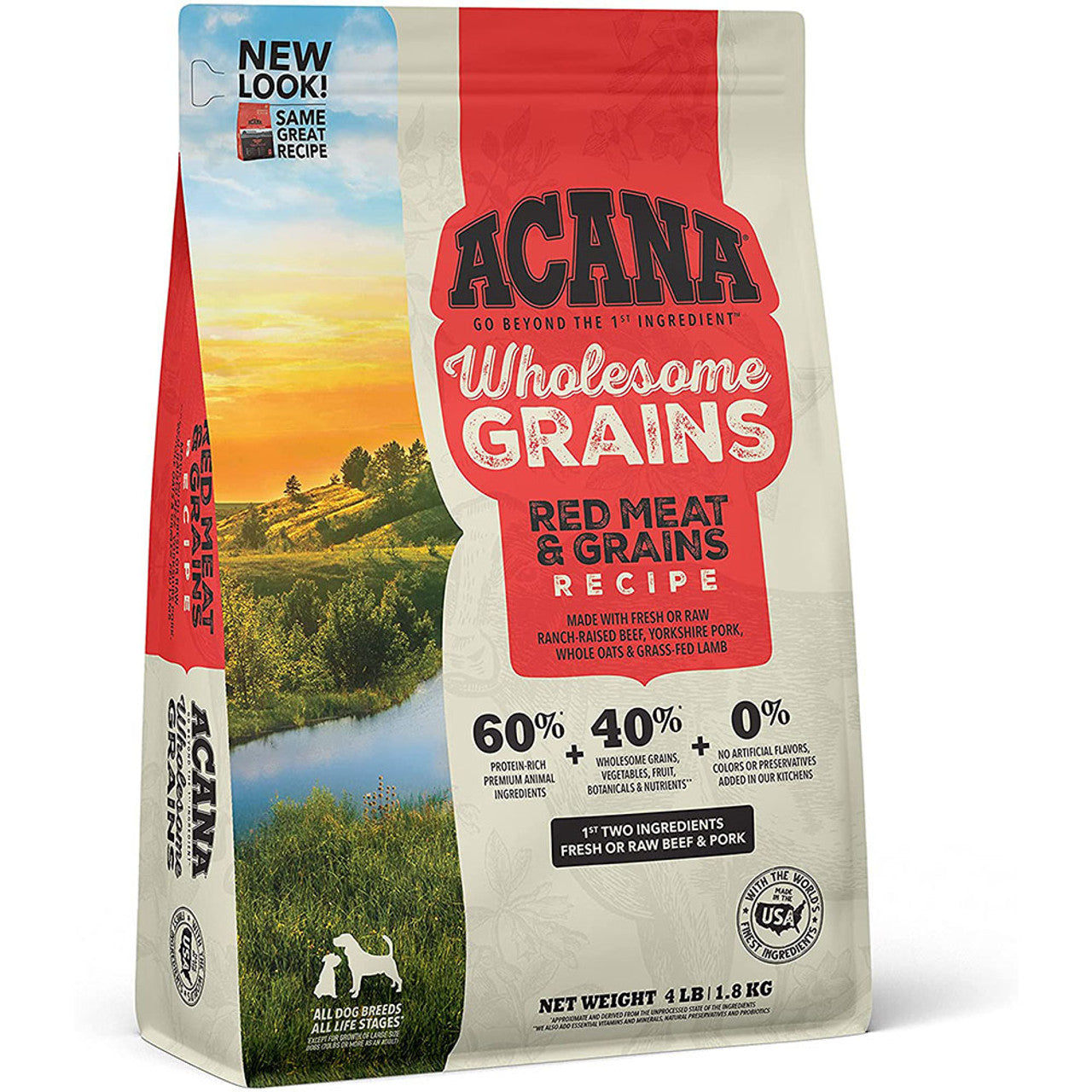 Acana Wholesome Grains Red Meat & Grains Recipe Dry Dog Food, 4 lbs Bag