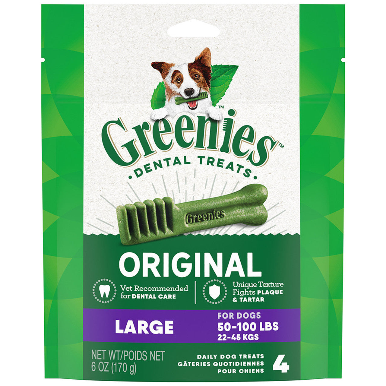 Greenies Large Size Original Natural Dental Dog Treats, 6 oz. (4 Count)