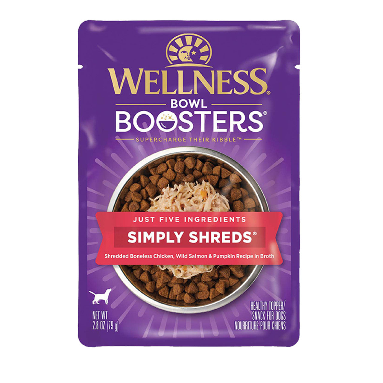 Wellness Bowl Boosters Simply Shreds Chicken, Salmon & Pumpkin Wet Dog Food, 2.8 oz.