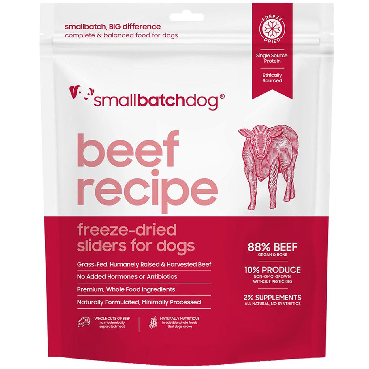 Small Batch Pets Beef Freeze Dried Dog Food, 14 oz