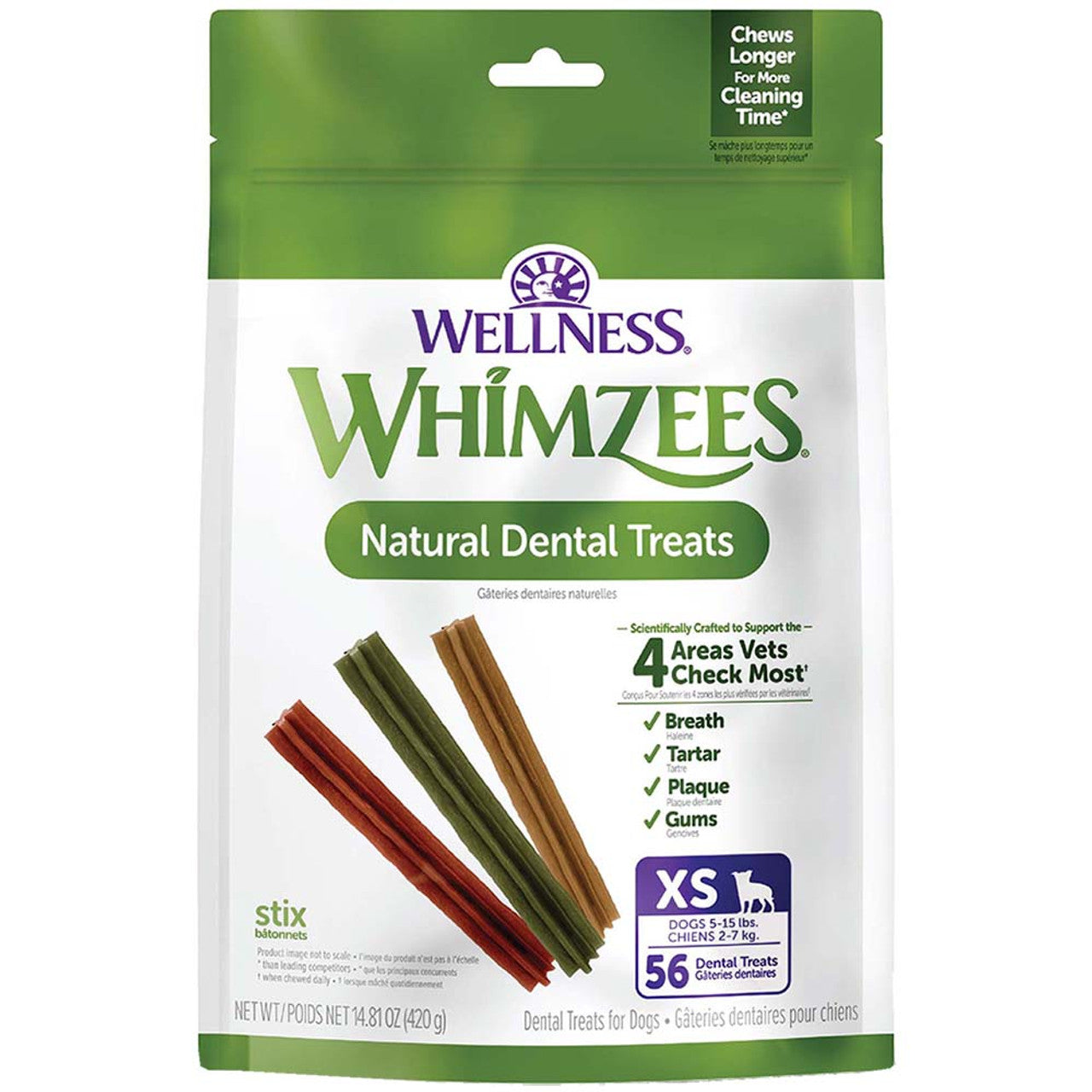 Whimzees Stix Natural Dental Dog Treats, 14.8 oz. (56 Count)
