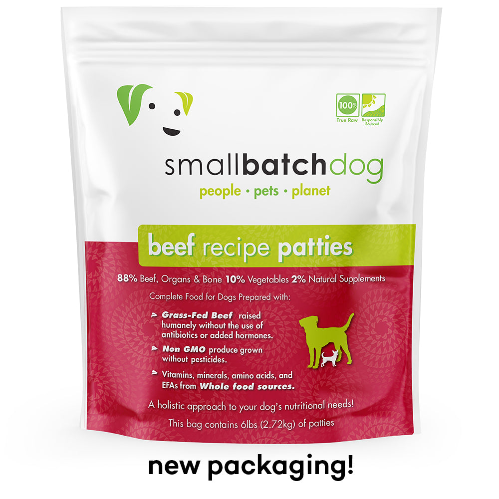 Smallbatch Beef Frozen Raw Dog Food Patties, 6 lbs.