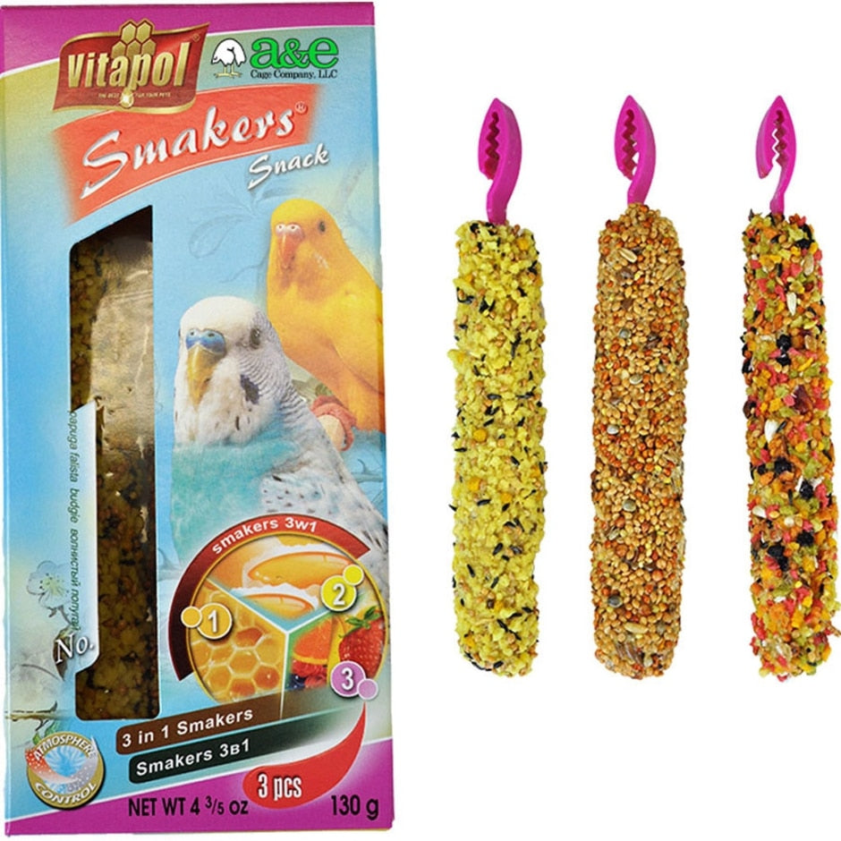 A&E Cage Smakers Parakeet Treat Sticks, 3 Ct