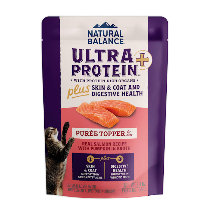 Natural Balance Ultra Protein Skin, Coat & Digestive Health Salmon with Pumpkin Puree Cat Food Topper, 2.4 oz.
