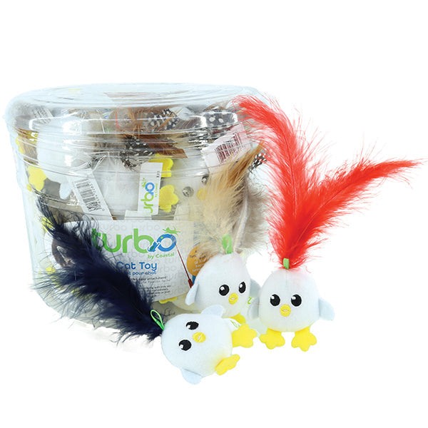 Turbo Chicken Egg with Feathers & Loop Cat Toy