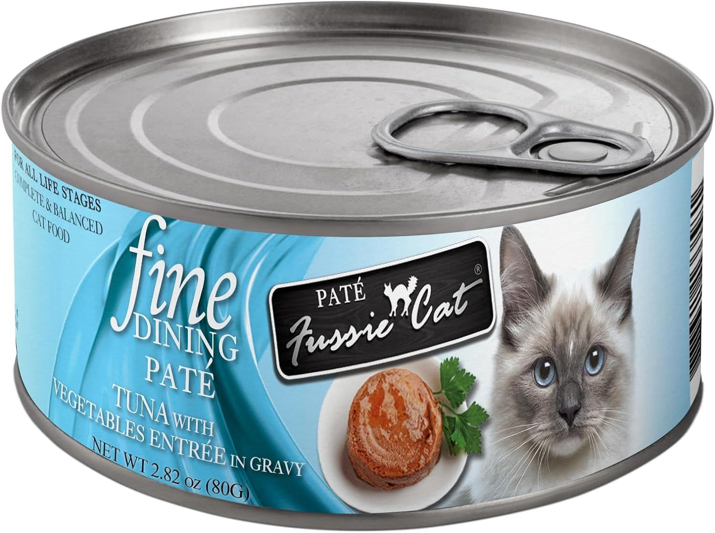 Fussie Cat Fine Dining Pate Tuna with Vegetables Entree Canned Cat Food, 2.82 oz.
