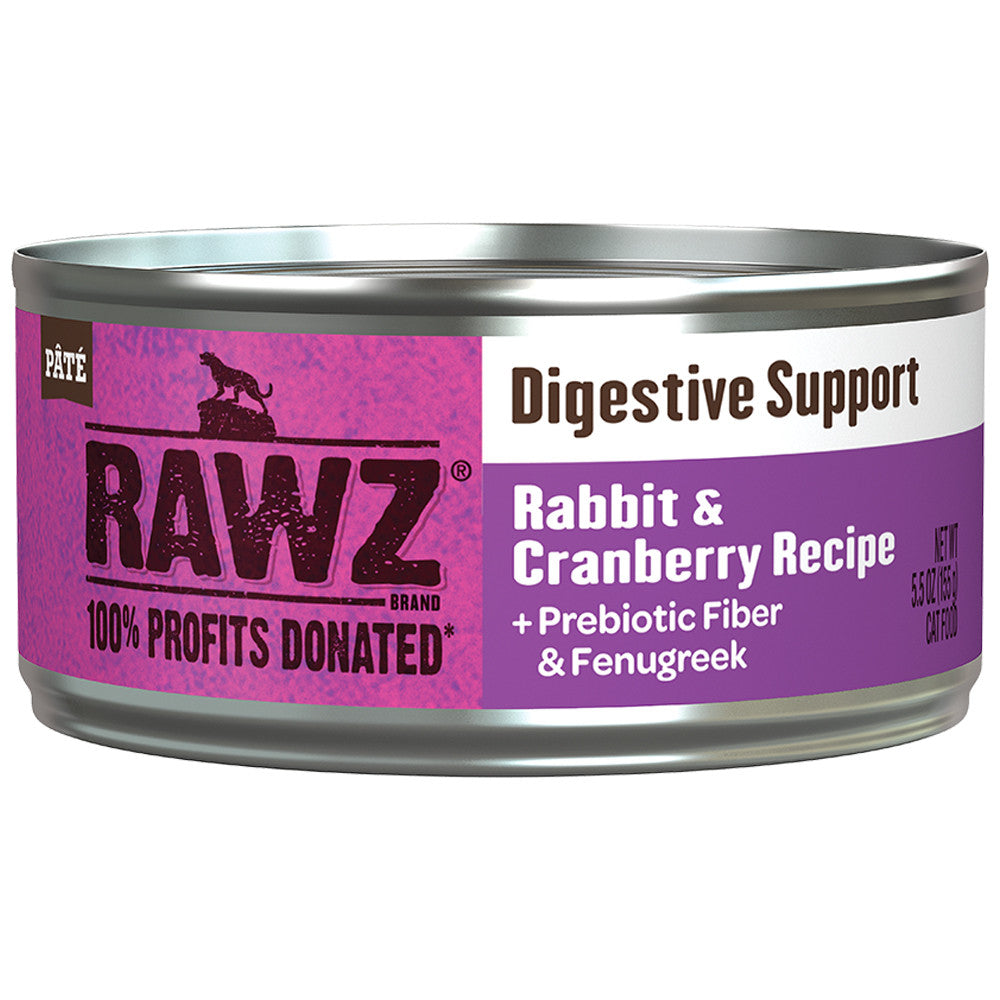 Rawz Digestive Support Rabbit & Cranberry Wet Cat Food, 5.5 oz.