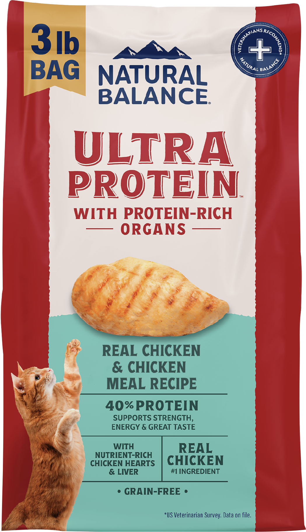 Natural Balance Ultra Protein Chicken & Chicken Meal Dry Cat Food, 3 lbs.