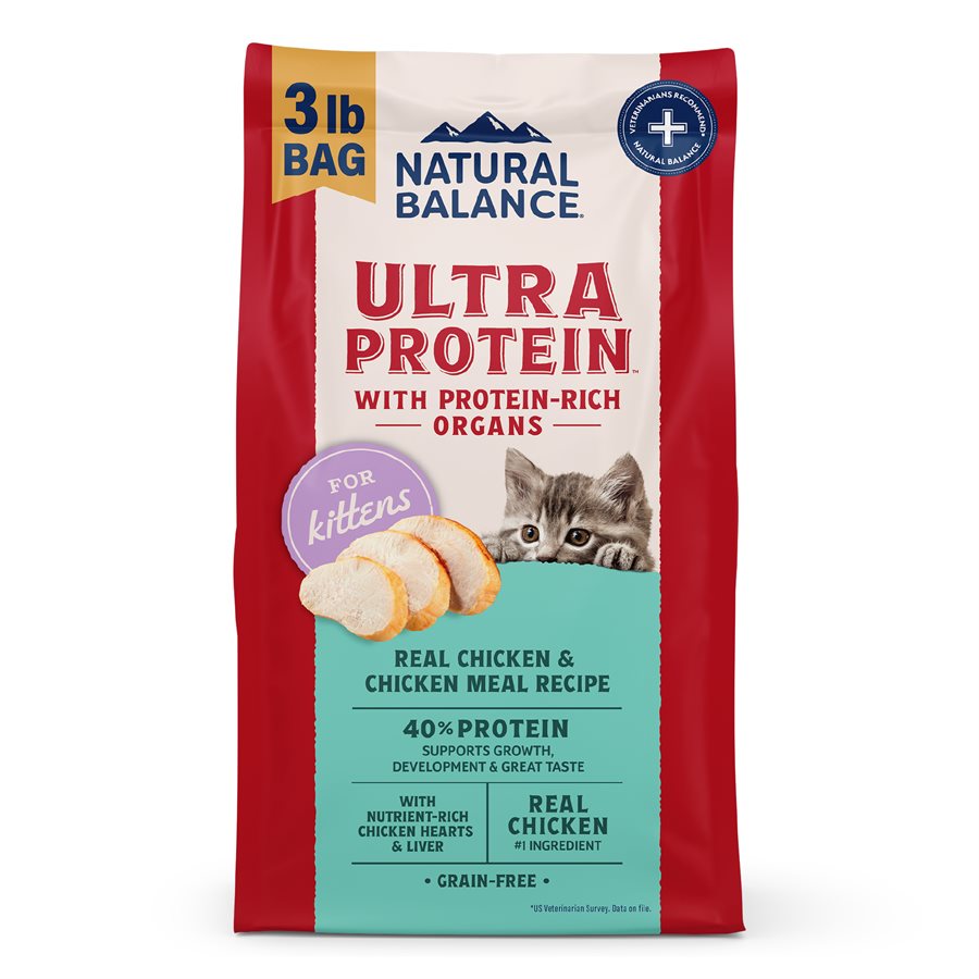 Natural Balance Ultra Protein Chicken & Chicken Meal Dry Kitten Food, 3 lbs.