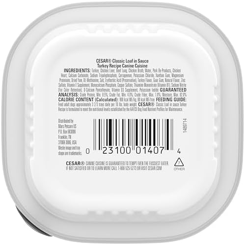 Cesar Classic Loaf in Sauce Turkey & Gravy Flavor Small Breed Wet Dog Food, 3.5 oz.