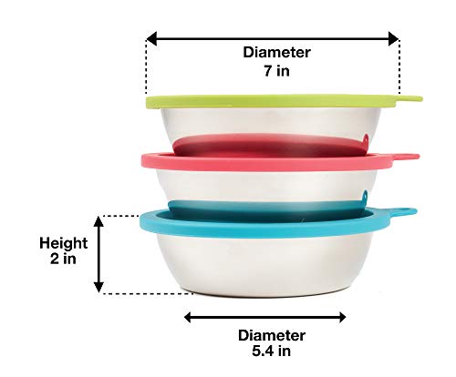 Messy Mutts 6-Piece Set: Large Stainless Steel Bowls, 3 Cups