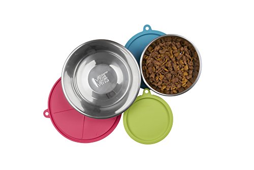 Messy Mutts 6-Piece Set: Large Stainless Steel Bowls, 3 Cups