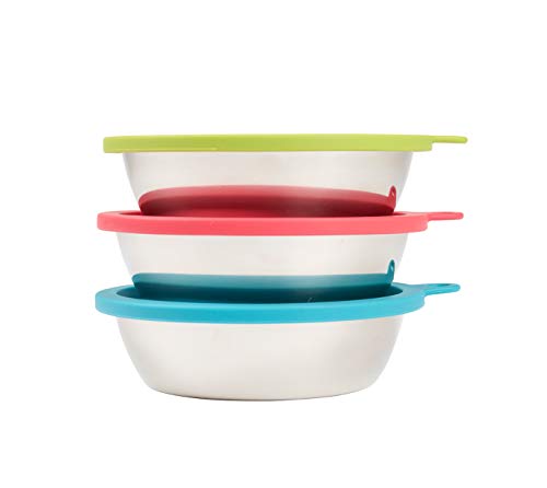 Messy Mutts 6-Piece Set: Large Stainless Steel Bowls, 3 Cups