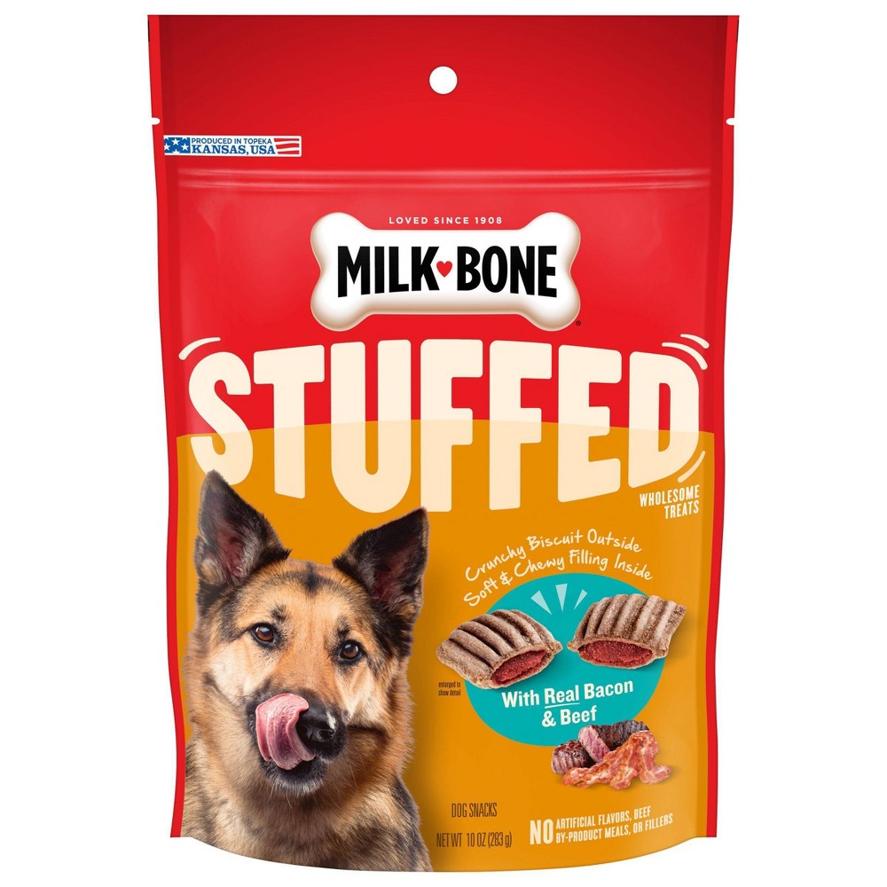 Milk-Bone Stuffed Biscuits with Real Bacon & Beef Dog Treats, 10 oz.
