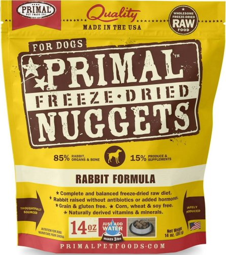 Primal Rabbit Formula Freeze-Dried Dog Food Nuggets, 14 oz.