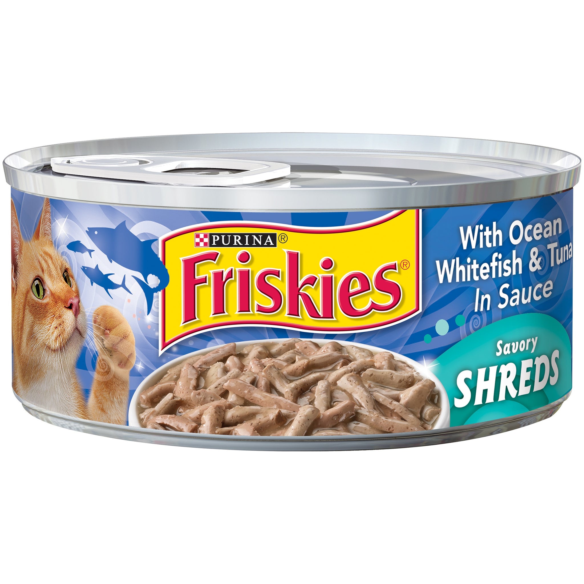 Friskies Shreds Ocean Whitefish & Tuna in Sauce Wet Cat Food, 5.5 oz.