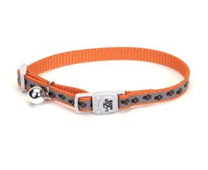 Coastal Lazer Brite Reflective Orange Paw Breakaway Cat Collar