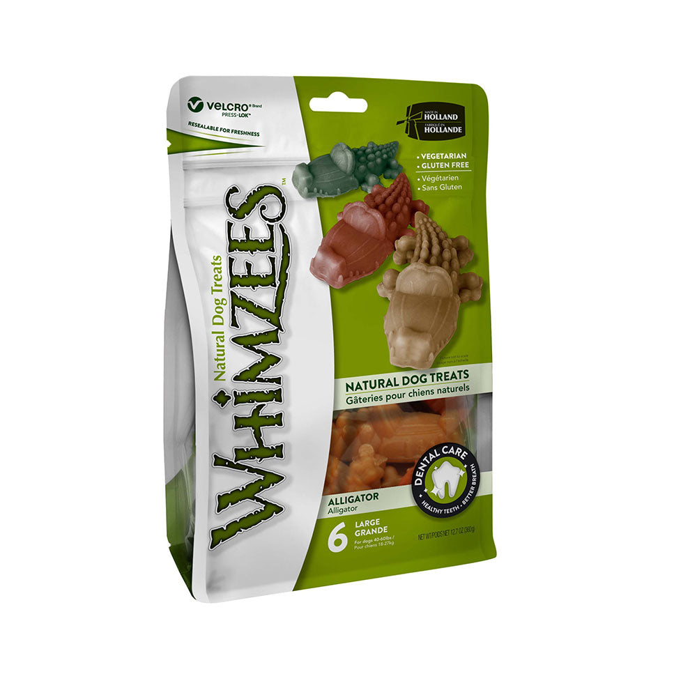Whimzees Alligator Large Breed Natural Dental Dog Chews, 12.7 oz.