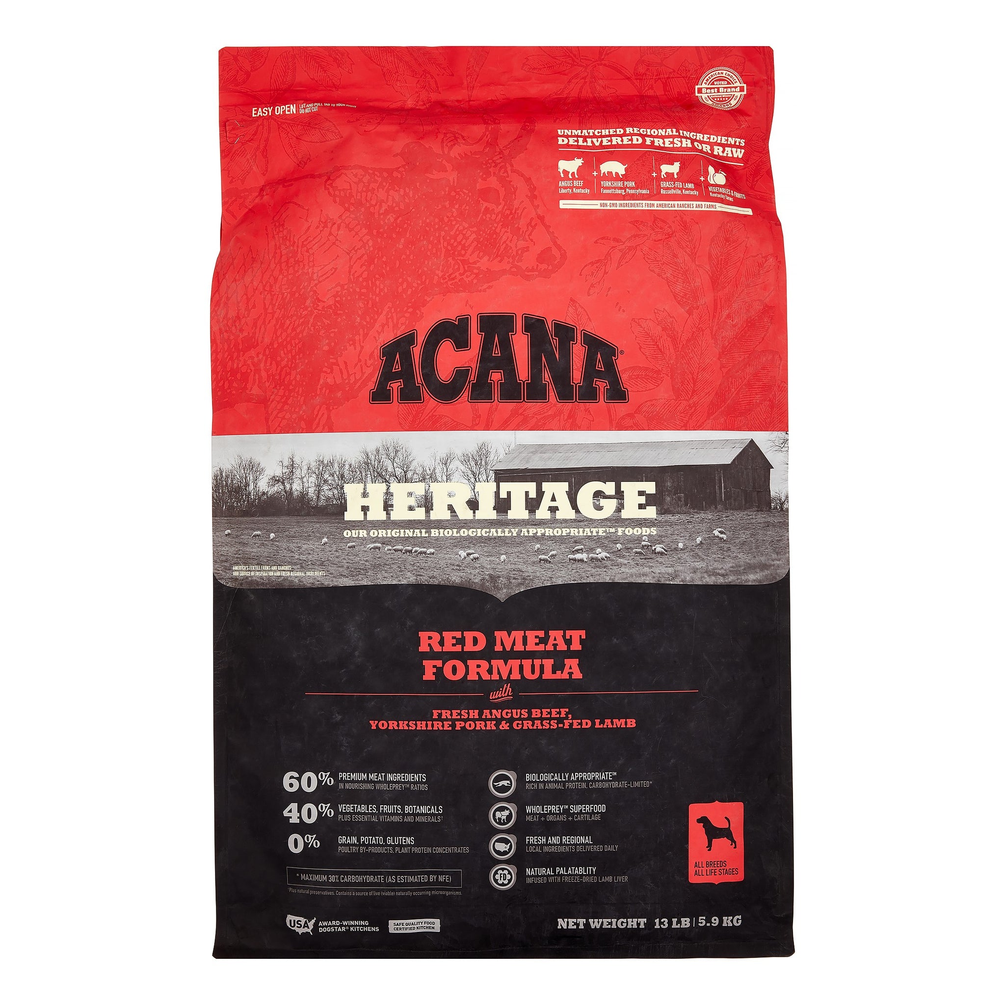 Acana Red Meat Dry Dog Food, 13 lbs Bag