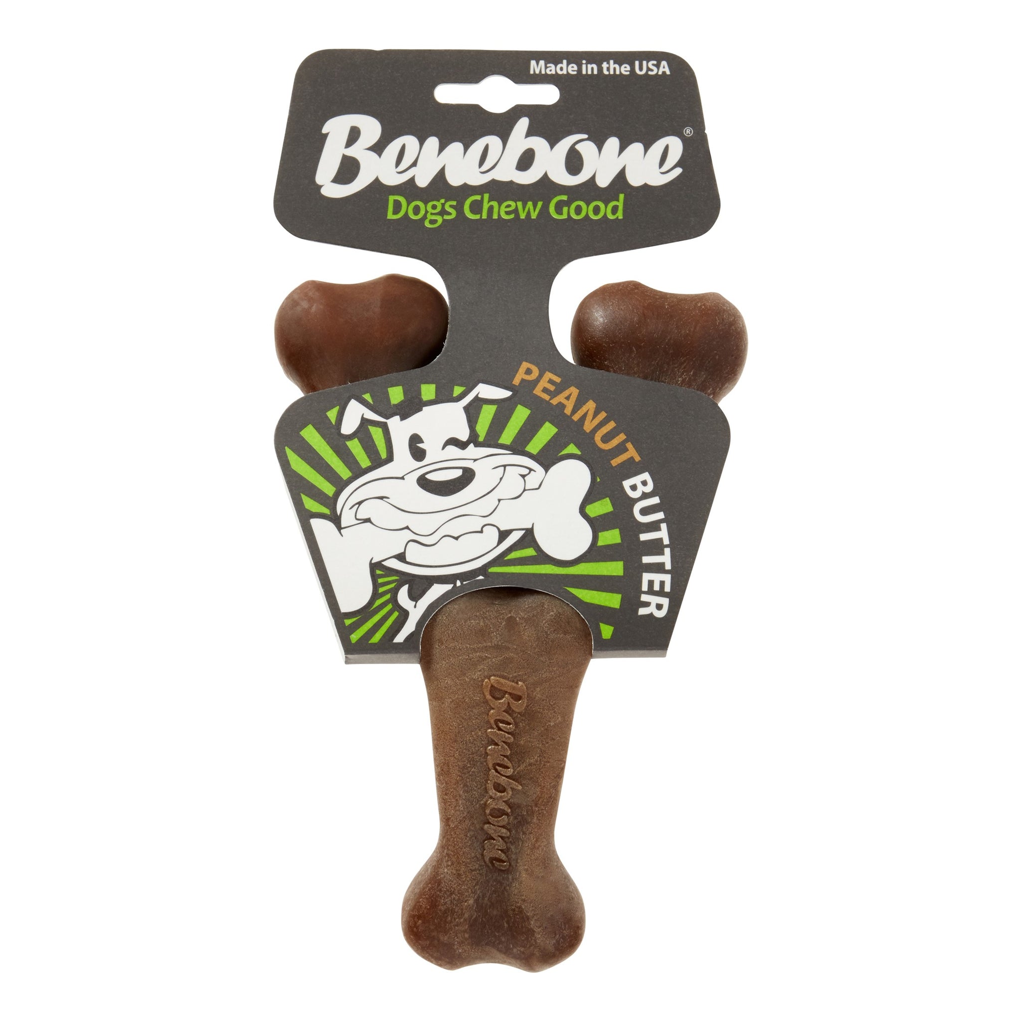 Benebone Wishbone Real Peanut Durable Dog Chew Toy, Medium