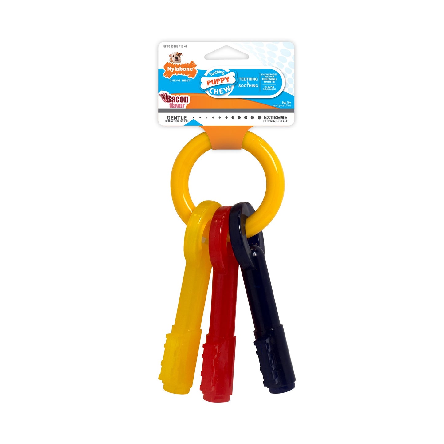 Nylabone Puppy Chew Teething Keys Bacon Flavor, Medium