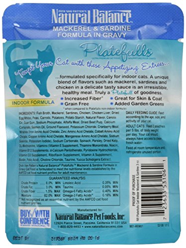 Natural Balance Platefulls Mackerel & Sardine Wet Cat Food, 3 oz.