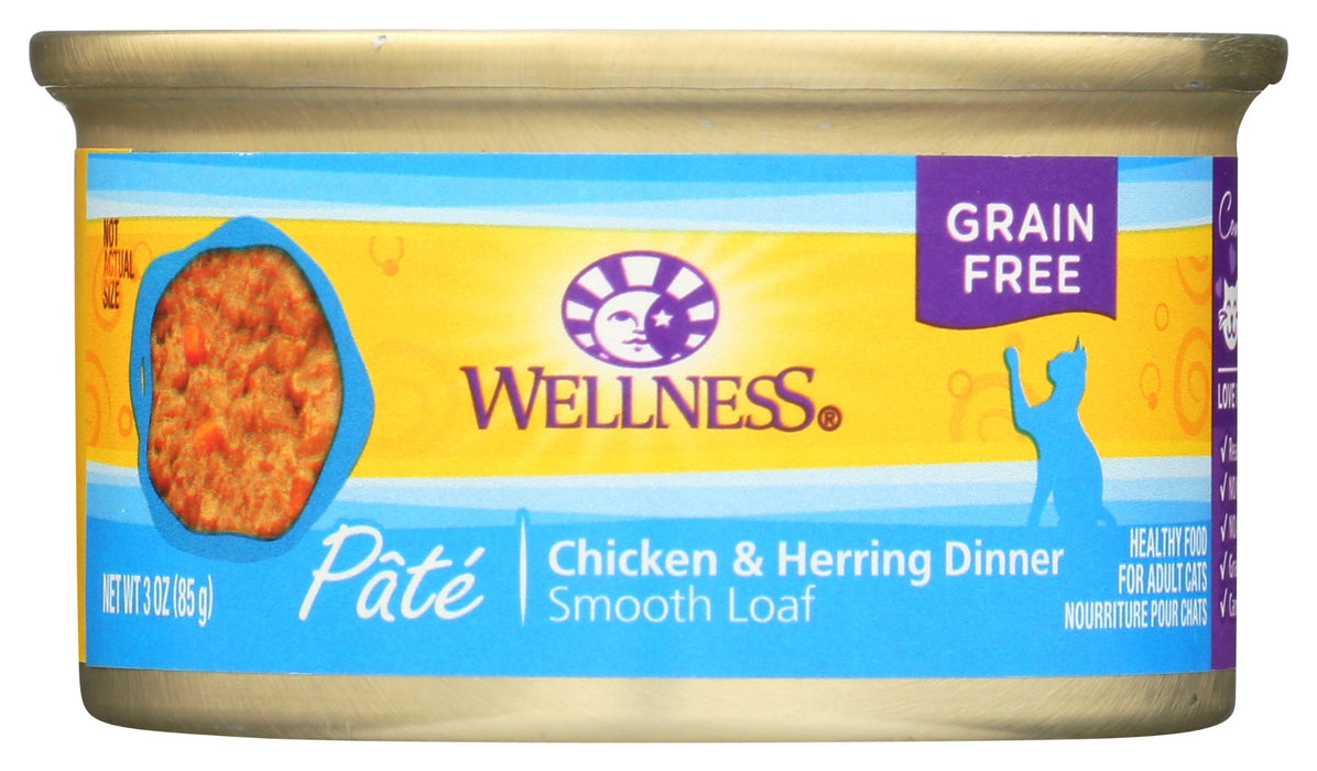 Wellness Complete Health Grain-Free Chicken & Herring Dinner Pate Wet Cat Food, 3 oz.