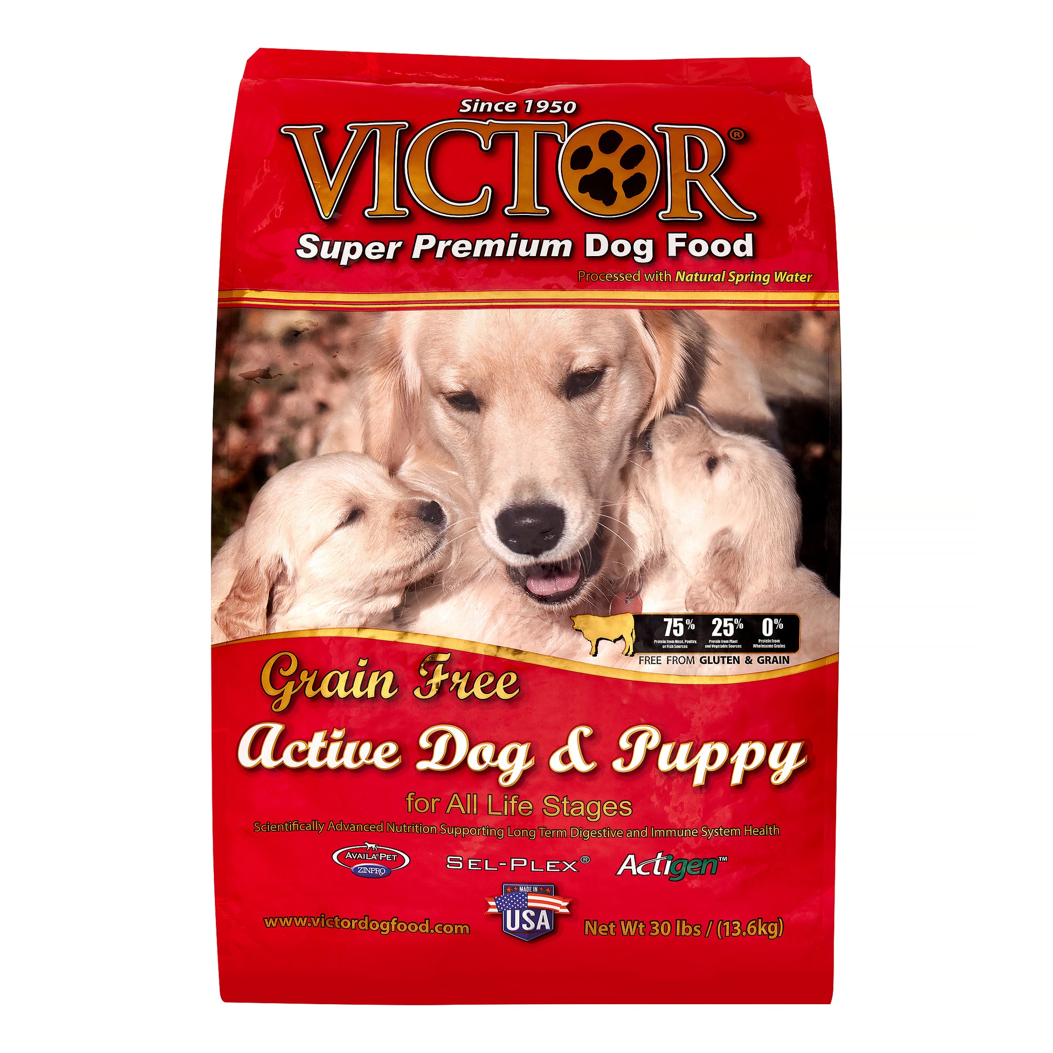 Victor Active Dog & Puppy Formula, Grain-Free, 30 lbs Bag
