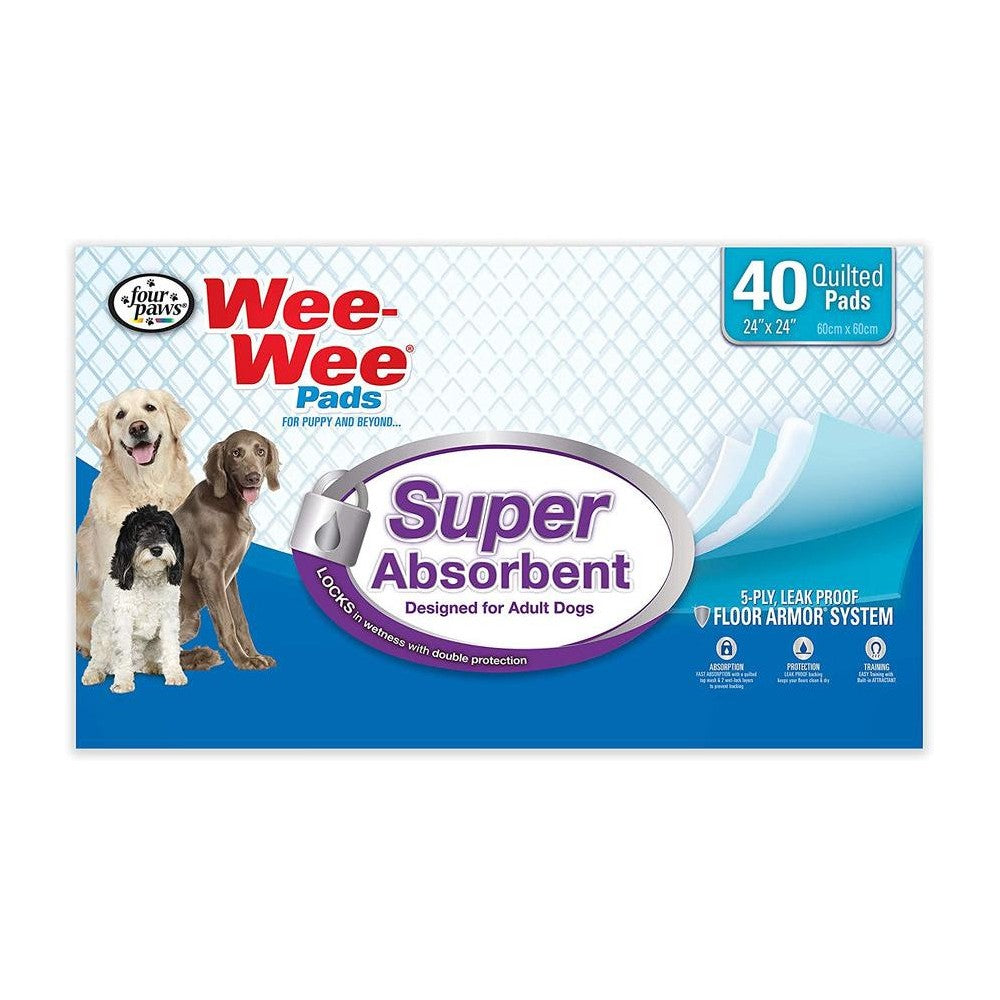 Four Paws Wee-Wee Super Absorbent Dog Pads, 40 Count