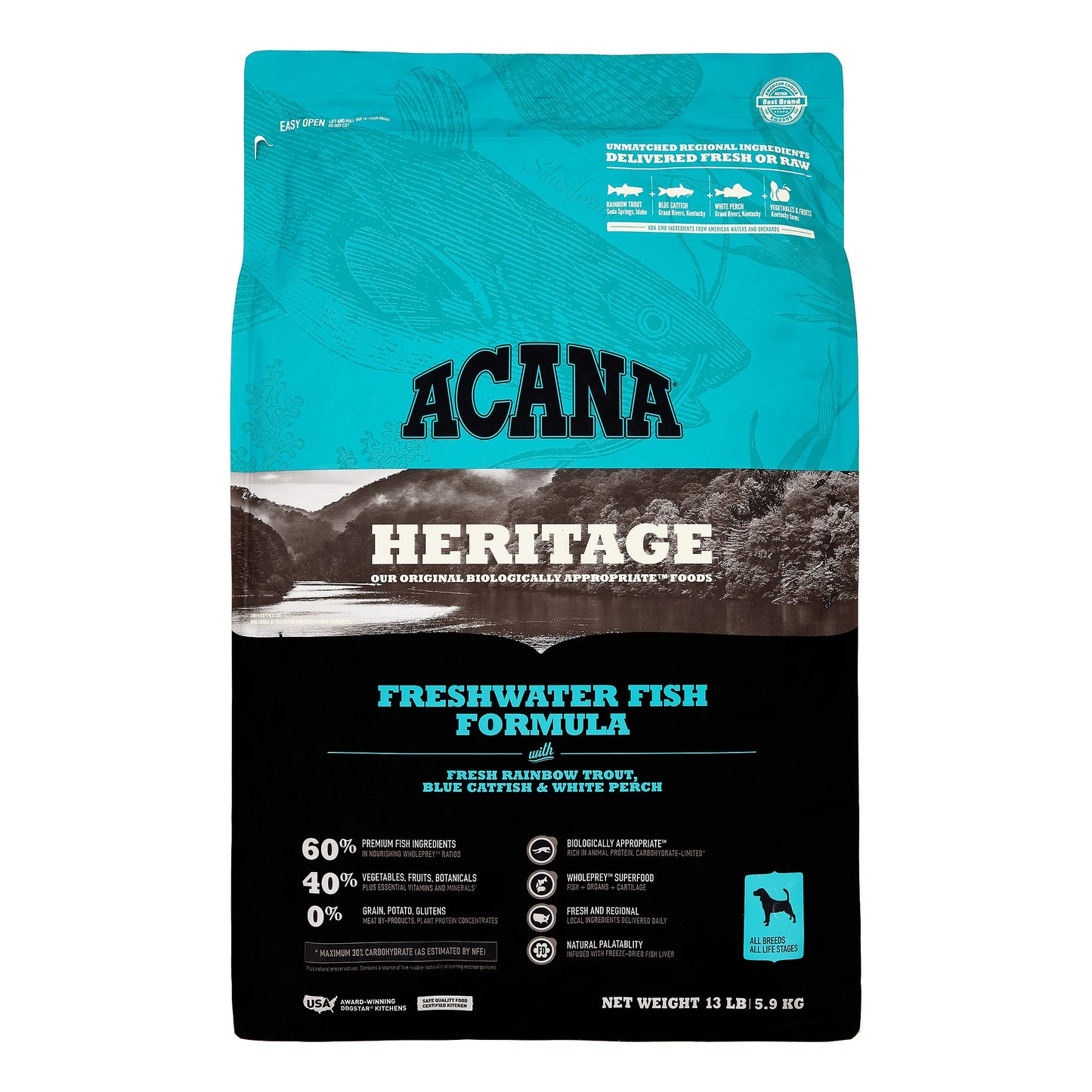 Acana Freshwater Fish Dry Dog Food, 13 lbs Bag