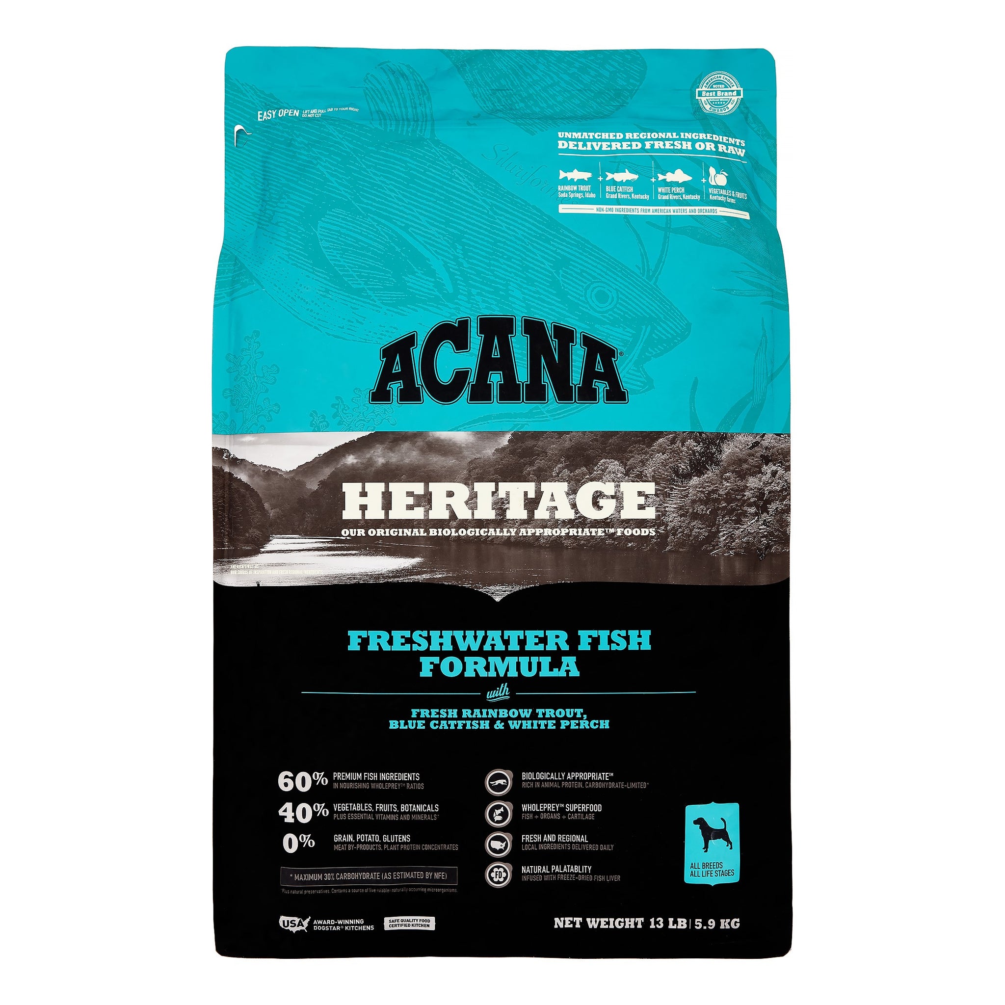 Acana Freshwater Fish Dry Dog Food, 13 lbs Bag