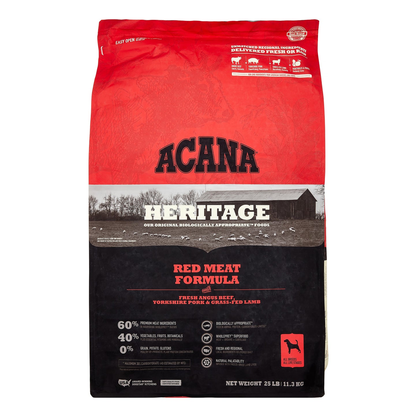 Acana Red Meat Dry Dog Food, 25 lbs Bag
