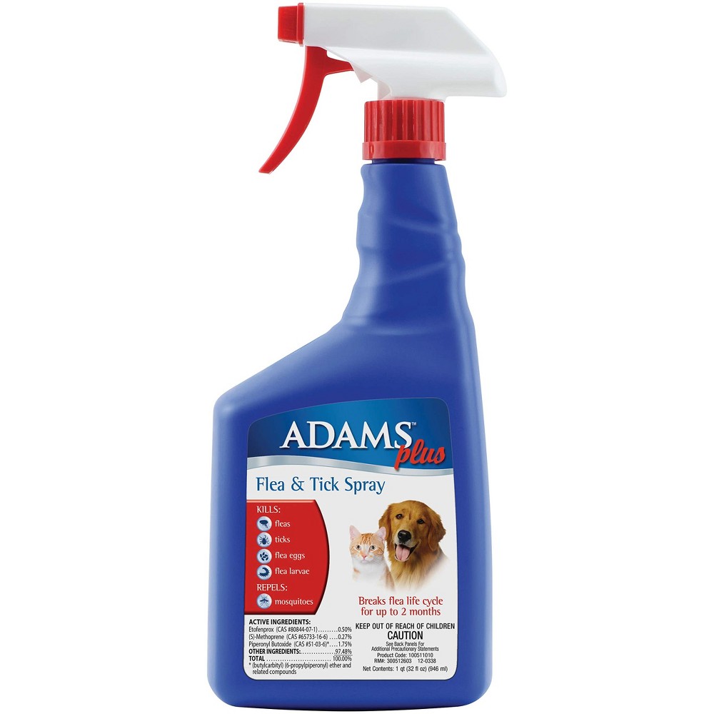 Adams Flea & Tick Spray for Cats & Dogs, 32 oz.