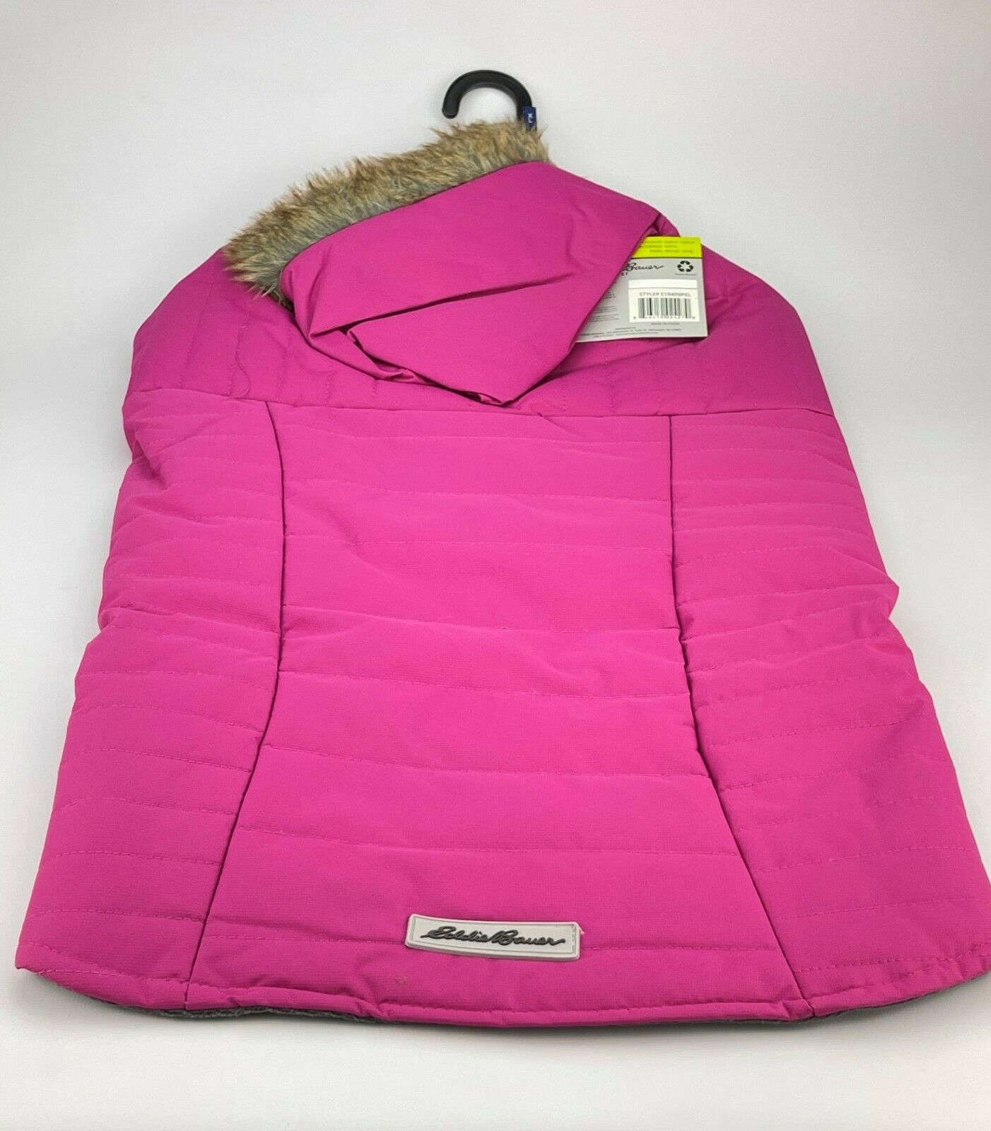 Eddie Bauer Chinook Hooded Dog Parka with Faux Fur Trim, Fuchsia/Purple (X-Large)