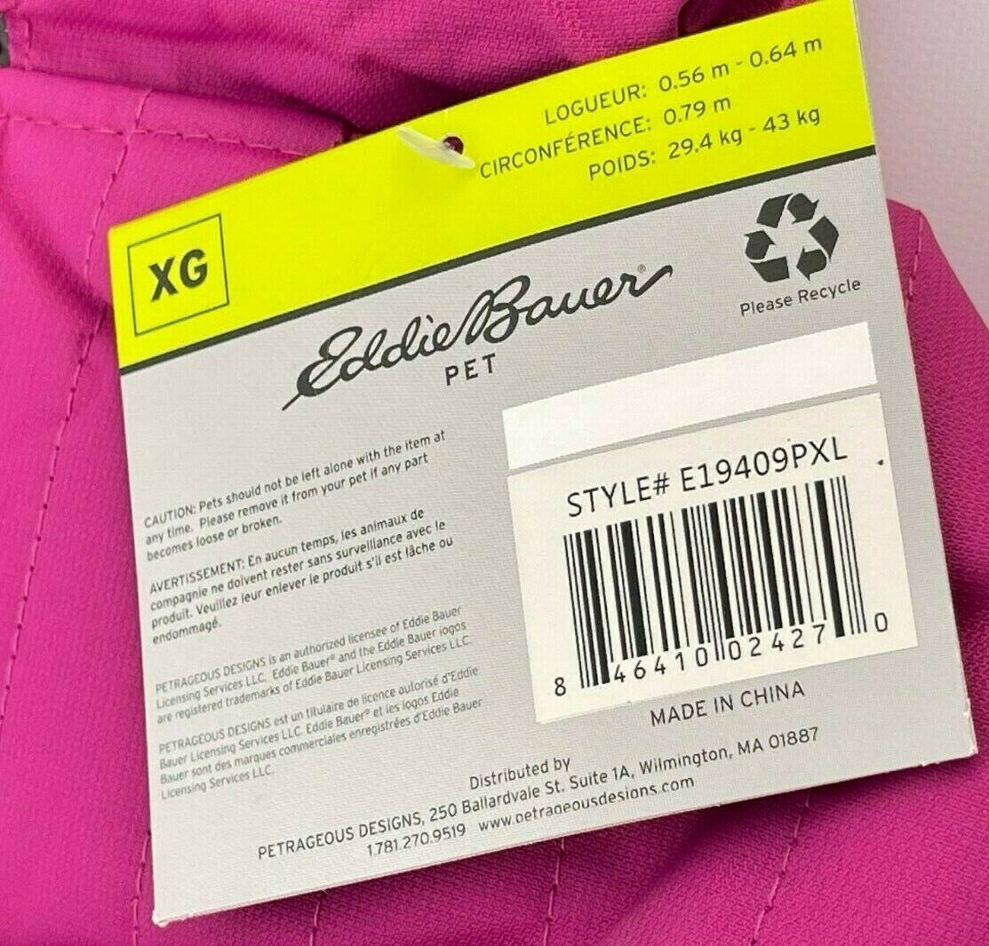 Eddie Bauer Chinook Hooded Dog Parka with Faux Fur Trim, Fuchsia/Purple (X-Large)