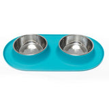 Messy Mutts Silicone Double Dog Feeder Blue, 1.5 Cups