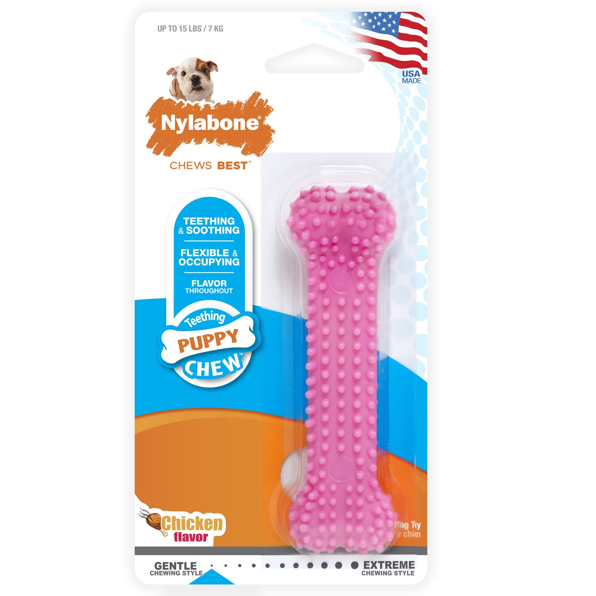 Nylabone Puppy Chew Teething Bone Chicken Flavor, X-Small