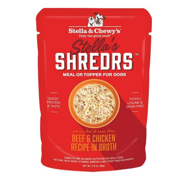 Stella & Chewy's Shredrs Chicken & Beef in Broth Wet Dog Food, 2.8 oz.
