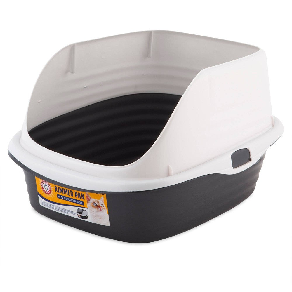 Arm & Hammer Rimmed Wave Open Top Entry Large Cat Litter Pan, Grey