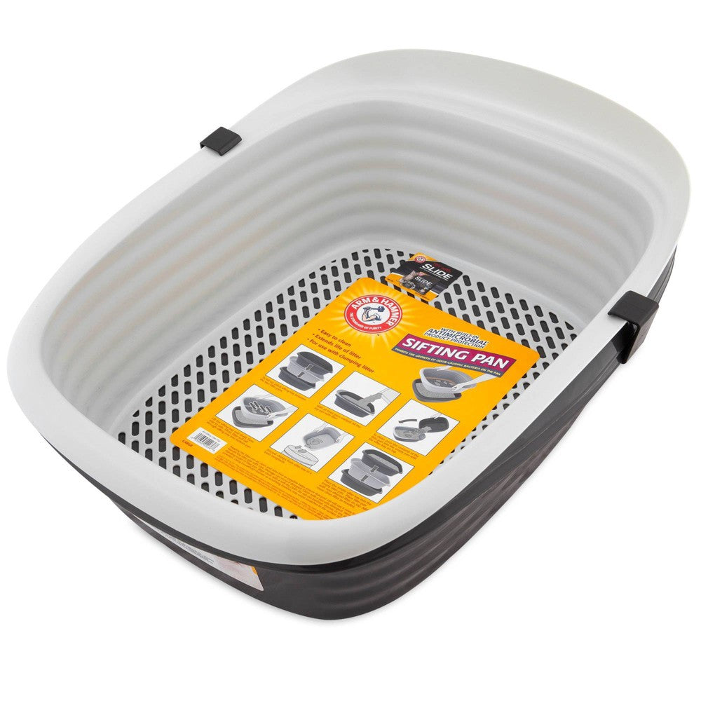 Arm & Hammer Sifting Cat Litter Box 2 Open Top Plastic Cat Litter Pans And Cat Litter Tray Large Black And White