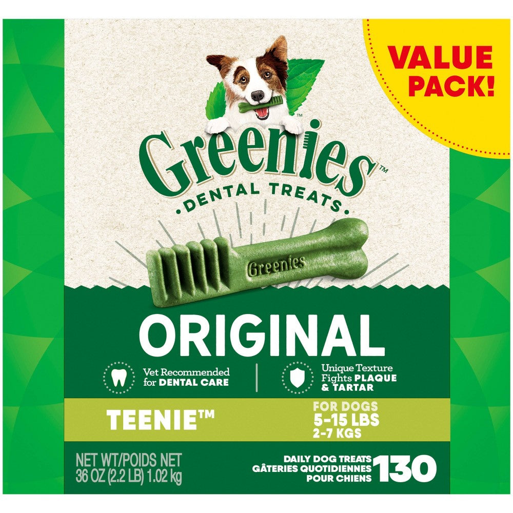 Greenies Teenie Size Natural Dental Dog Treats, 36 oz. (130 Count)