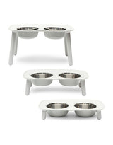 Messy Mutts Raised Double Feeder with Stainless Steel Bowls Dark Grey, 40 oz.